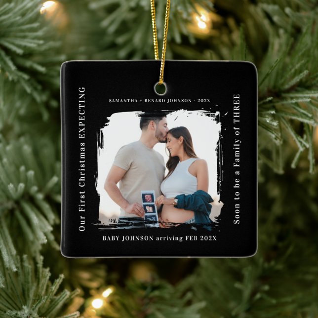 Ornement En Céramique First Christmas Expecting Pregnancy Announcement  (Arbre)