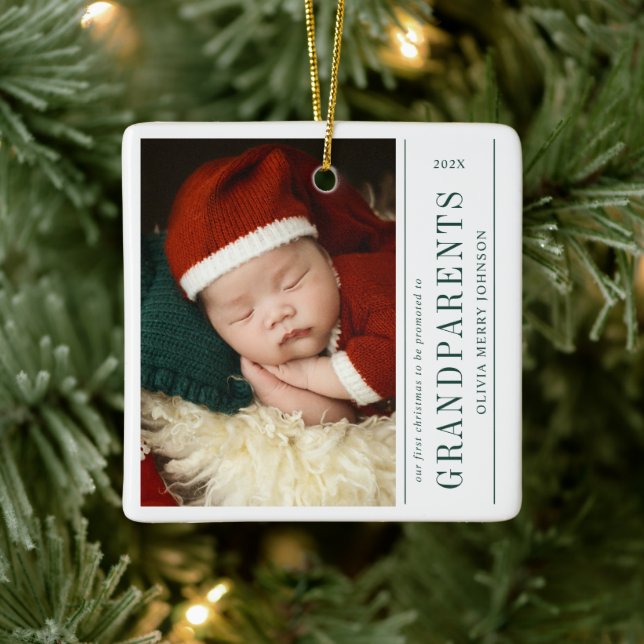 Ornement En Céramique First Christmas Promoted Grandparents 2 Photos  (Arbre)