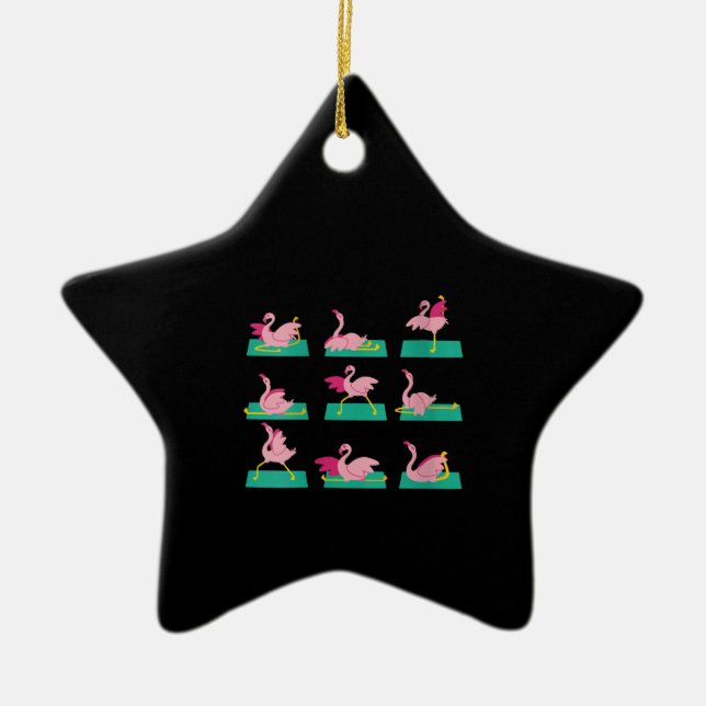 Ornement En Céramique Flamant rose Yoga Poses Méditation Exercice d'entr (Devant)