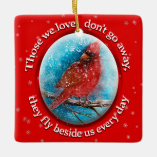 Ornement En Céramique Flammes de neige cardinales de Noël personnalisées