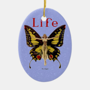 Ornement En Céramique Flapper Butterfly Flying Woman Illustration