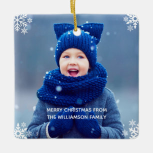 Ornement En Céramique Flèche de neige - photo de Noël personnalisée