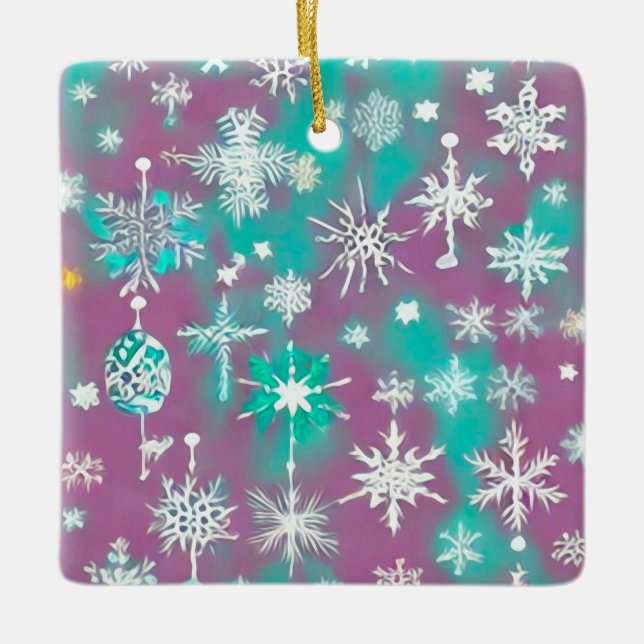Ornement En Céramique Flèches de neige turquoise violet (Devant)