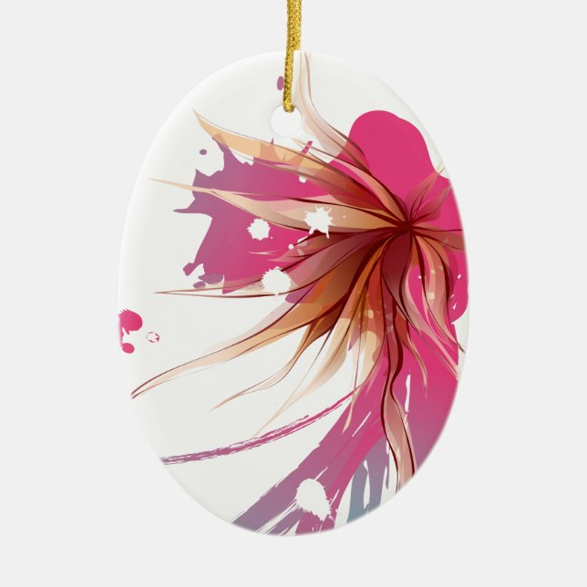 Ornement En Céramique Fleur Abstraite d'Hibiscus (Devant)