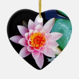 Ornement En Céramique Fleur de laine d'eau chaude rose et orange de lotu