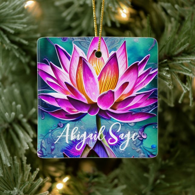 Ornement En Céramique Fleur de Lotus Rose et Etonnante personnalisée Noë (Arbre)