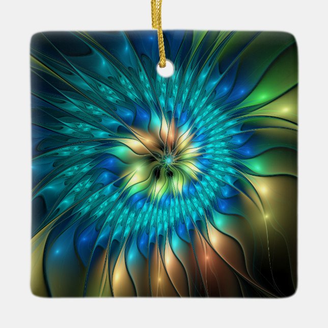 Ornement En Céramique Fleur d'Imaginaire lumineux, Fractale Abstraite co (Devant)
