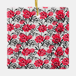 Ornement En Céramique Fleur rouge Floral Illustration Motif Design