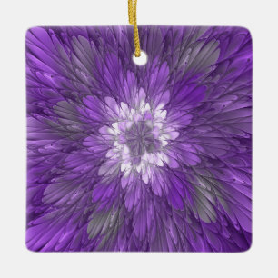 Ornement En Céramique Fleur Violette Psychedelique Art Fractal Abstrait