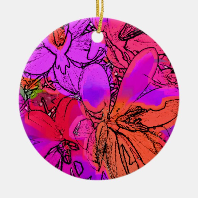 ORNEMENT EN CÉRAMIQUE FLEURS (Devant)