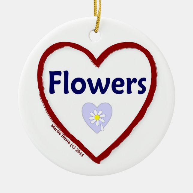 Ornement En Céramique Fleurs d'amour (Devant)