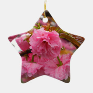 Ornement En Céramique Fleurs de fleurs de cerisier rose chaud