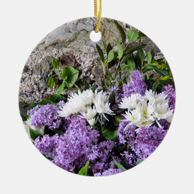 ORNEMENT EN CÉRAMIQUE FLEURS DE JARDIN (Devant)