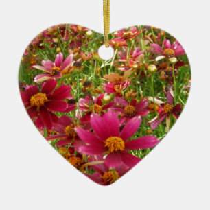 Ornement En Céramique Fleurs de marguerite rose et jaune brillantes