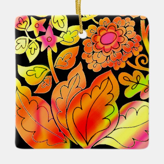 Ornement En Céramique Fleurs de néon (Devant)