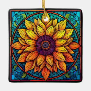 Ornement En Céramique Fleurs de Tournesol étonnantes en verre