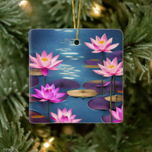 Ornement En Céramique Fleurs Lotus personnalisées Noël