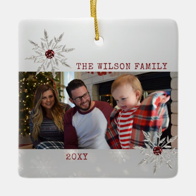 Ornement En Céramique Flocon De Neige En Cristal Argent Avec Rhinestone  (Devant)