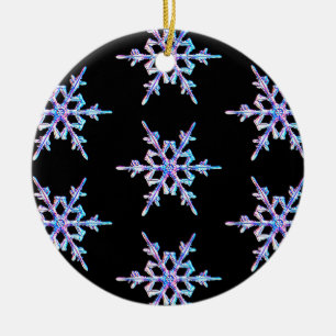 Ornement En Céramique Flocons de neige, cristal iridescent pastel sur fo