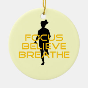 Ornement En Céramique Focus Croire Respirer Jaune Courir Fitness