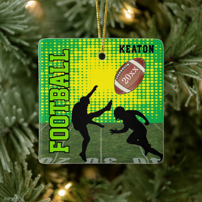 Ornement En Céramique Football 🏈 Joueur - Vert (Arbre)