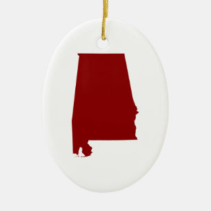 Ornement En Céramique Forme d'Alabama rouge foncé