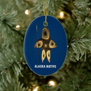 Ornement En Céramique Fractal Inuit Hunter - Autochtone de l'Alaska