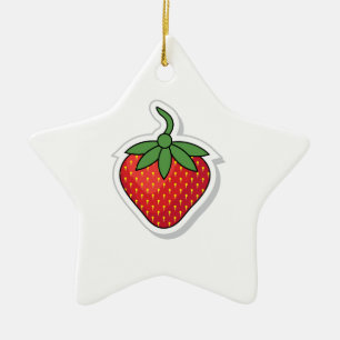 Ornement En Céramique Fraise rouge sucrée