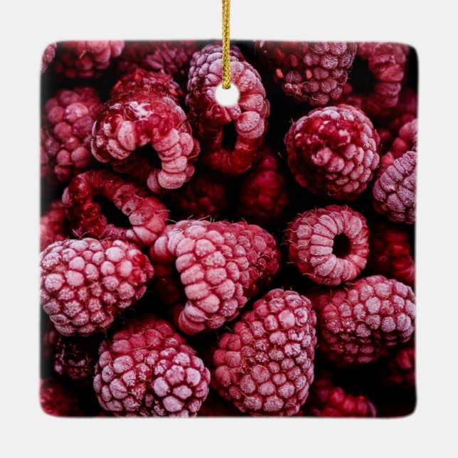 Ornement En Céramique Framboises Fraîches Rouges (Dos)