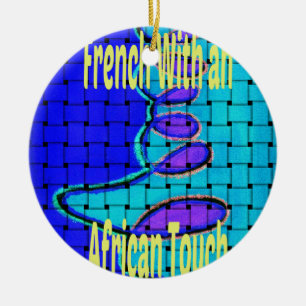 Ornement En Céramique Français Bleu Africain Tissé Abstrait violet forme