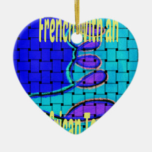 Ornement En Céramique Français Bleu Africain Tissé Abstrait violet forme
