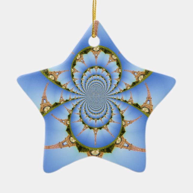 Ornement En Céramique France Paris Tour Eiffel Kaleidoscope Bleu Beau (Devant)