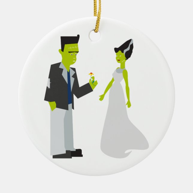 Ornement En Céramique Frankenstein et jeune mariée (Devant)
