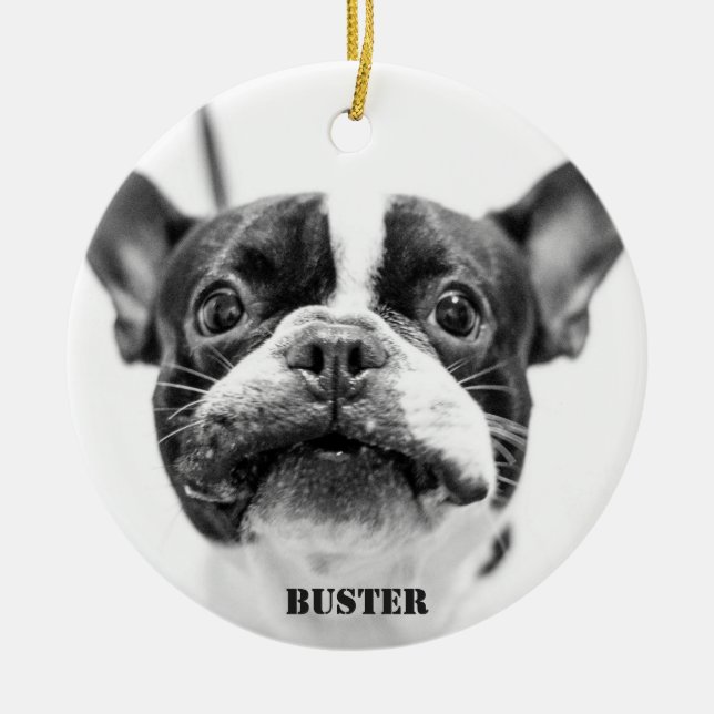 Ornement En Céramique French Bulldog Orament Ajouter une photo personnal (Devant)