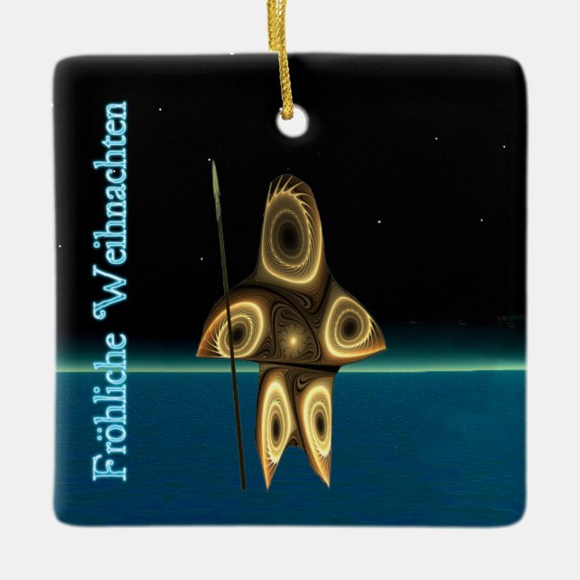 Ornement En Céramique Frohliche Weihnachten - Fractal Inuit Hunter (Devant)