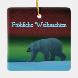 Ornement En Céramique Frohliche Weihnachten - Ours polaire