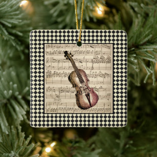 Ornement En Céramique Frontière vintage de Violon Arlequin