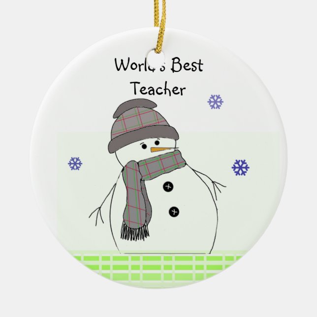 Ornement En Céramique Frosty Snowman World's BestTeacher (Devant)