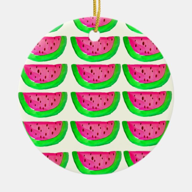 Ornement En Céramique Fruit de pastèque rose juteux motif au citron (Devant)