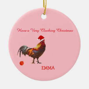 Ornement En Céramique Fun Chicken Noël Salutation