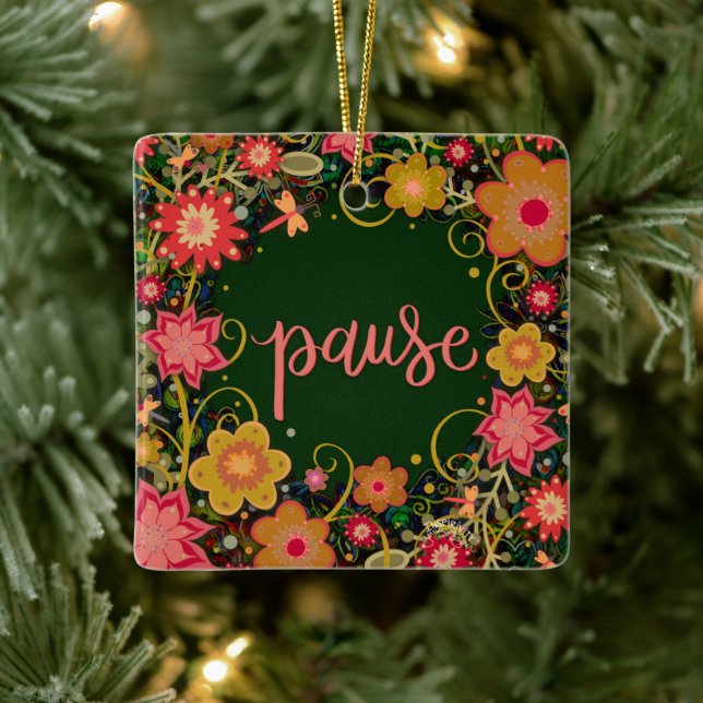 Ornement En Céramique Fun Floral Green Pause encourageant l'inspiritisme (Arbre)