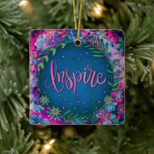 Ornement En Céramique Fun Floral Inspirer Joli Coeur Inspirivé