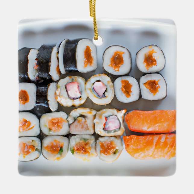 Ornement En Céramique Funky Sushi Pun Noël (Devant)