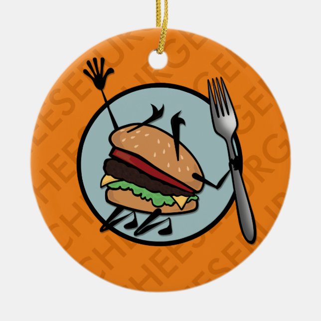 ORNEMENT EN CÉRAMIQUE FUNNY CHEESEBURGER ROND CÉRAMIQUE ORNAMENT (Devant)