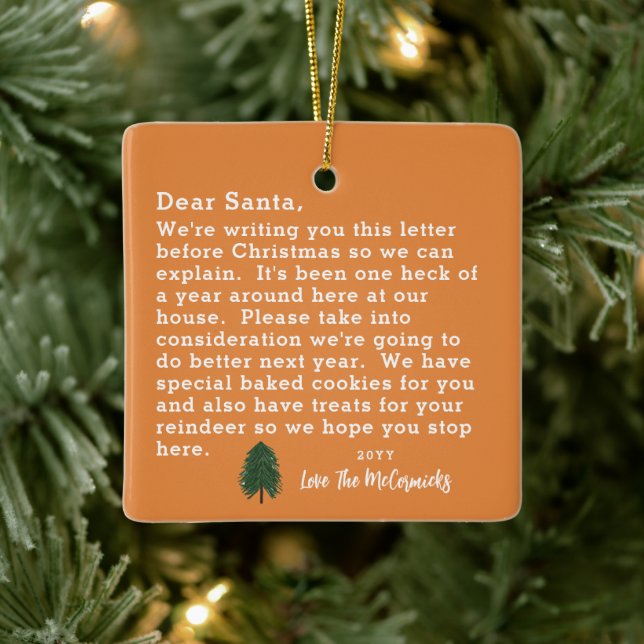 Ornement En Céramique Funny Cher Père Noël Lettre famille personnalisée (Arbre)