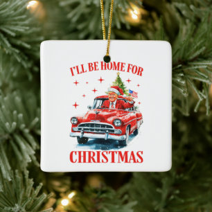 Ornement En Céramique Funny Trump Santa Hat Je serai à la maison pour No