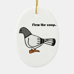 Ornement En Céramique Fusionnez le dessin animé Coop Funny Grey Pigeon