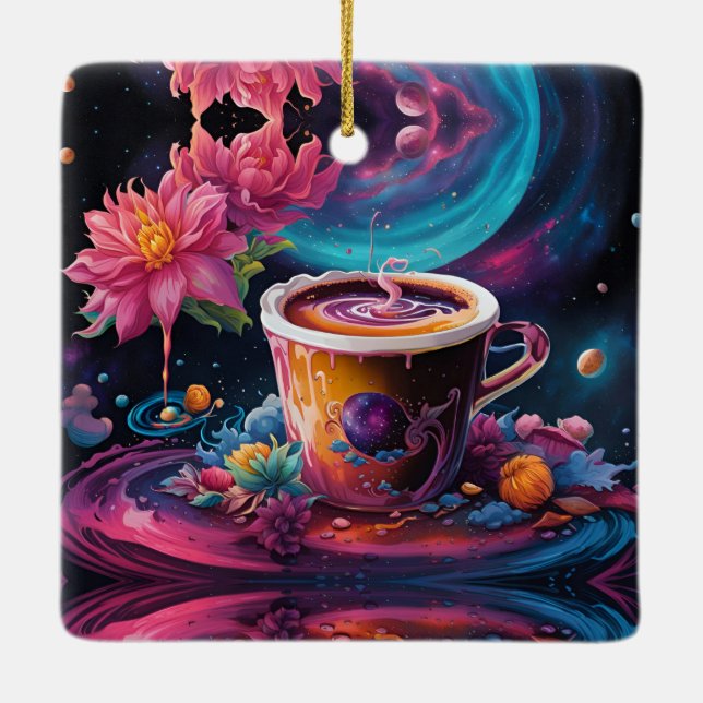 Ornement En Céramique Galaxy Garden Coffee Art (Dos)