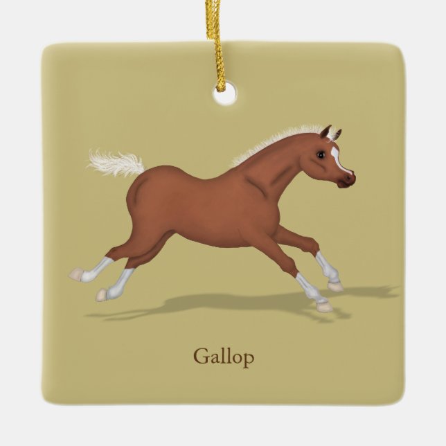 Ornement En Céramique Galoping Sorrel Gaits du cheval équestre (Devant)