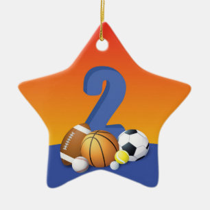 Ornement En Céramique Garçon 2e anniversaire Sports Balls